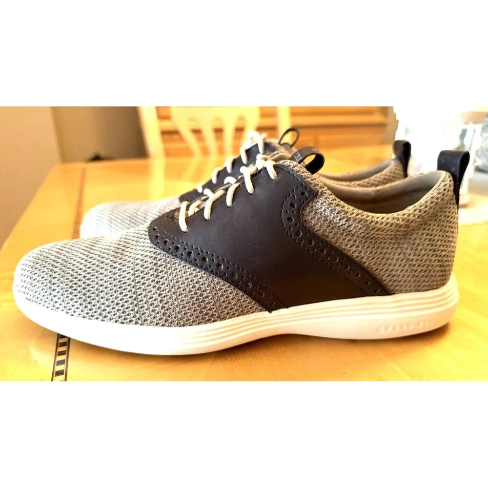 Cole Haan Grand Tour Knit Oxford Mens Size 9 M Gray Black Shoes Lace Up EUC